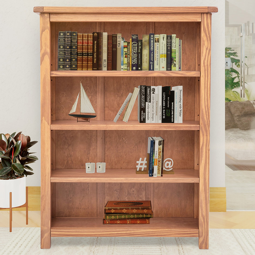 Padua 4 Shelf Lacquered Wide Bookcase Image 1