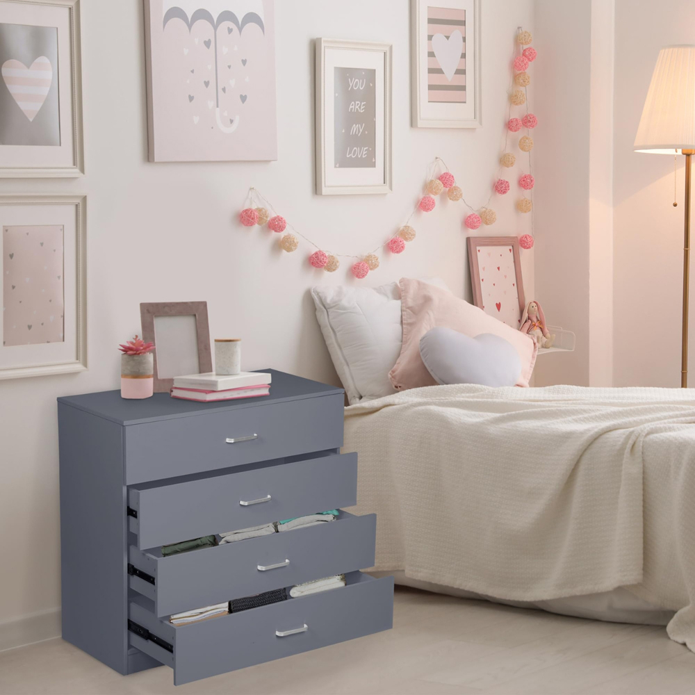 Alivio 4 Drawer Grey Bedside Storage Cabinet Image 6