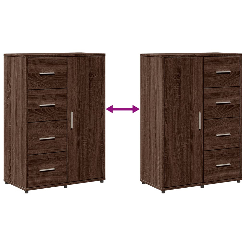 vidaXL Single Door 4 Drawer Brown Oak Sideboard Image 8