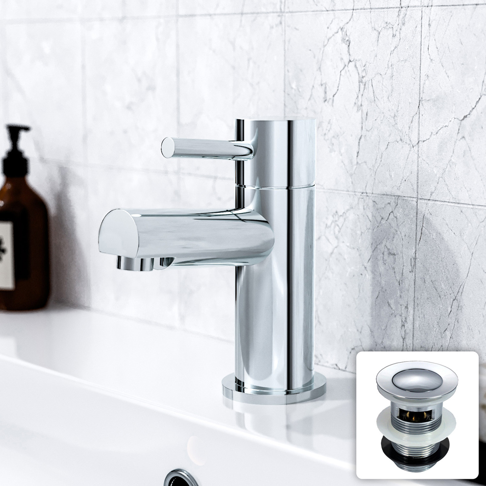 Nes Home Murphy Cloakroom Mono Basin Mixer Faucet Tap with Waste Chrome Image 4