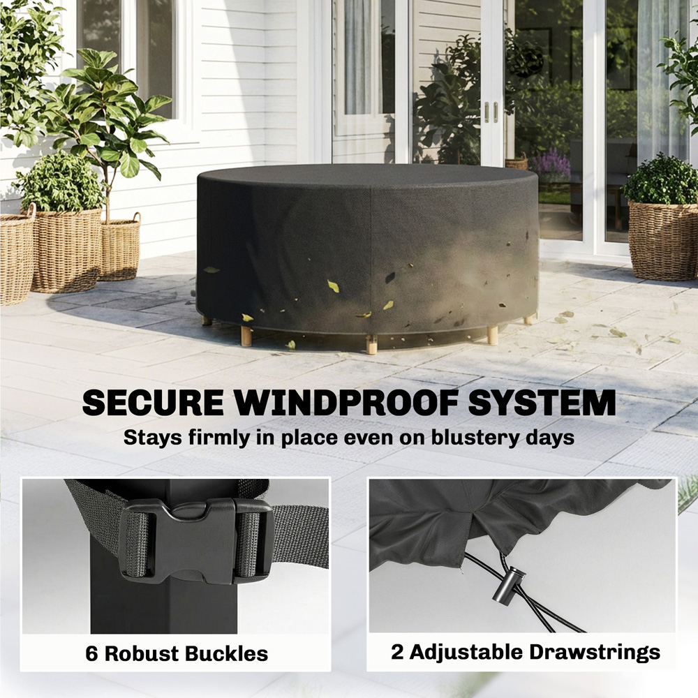 Outsunny Black Round Waterproof Garden Furniture Cover 70 x 214cm Image 5