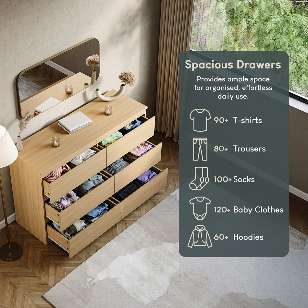 VIDA DESIGNS Denver 6 Drawer Pine Chest of Drawers Image 6