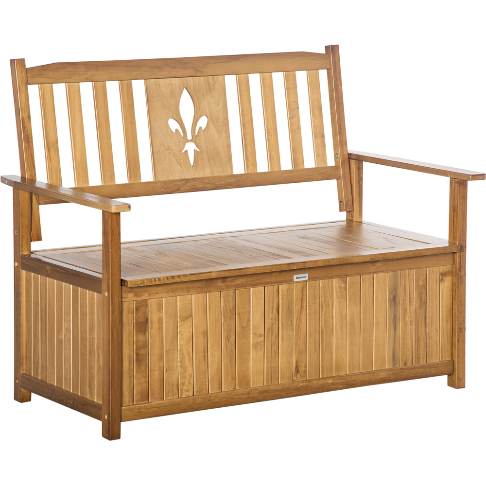 Outsunny 2 Seater Natural Wooden Storage Bench Image 2