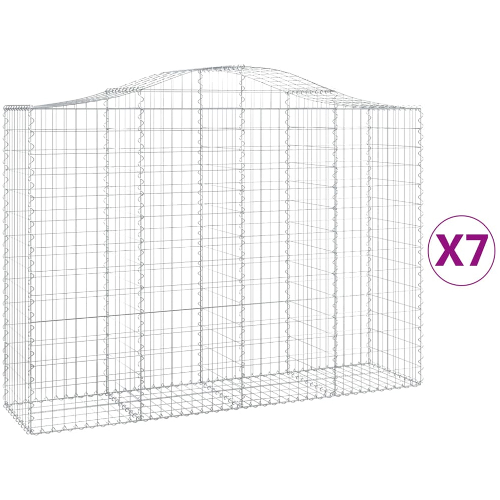 vidaXL Silver Galvanised Iron Arched Gabion Basket 200 x 50 x 140/160cm 7 Pack Image 2