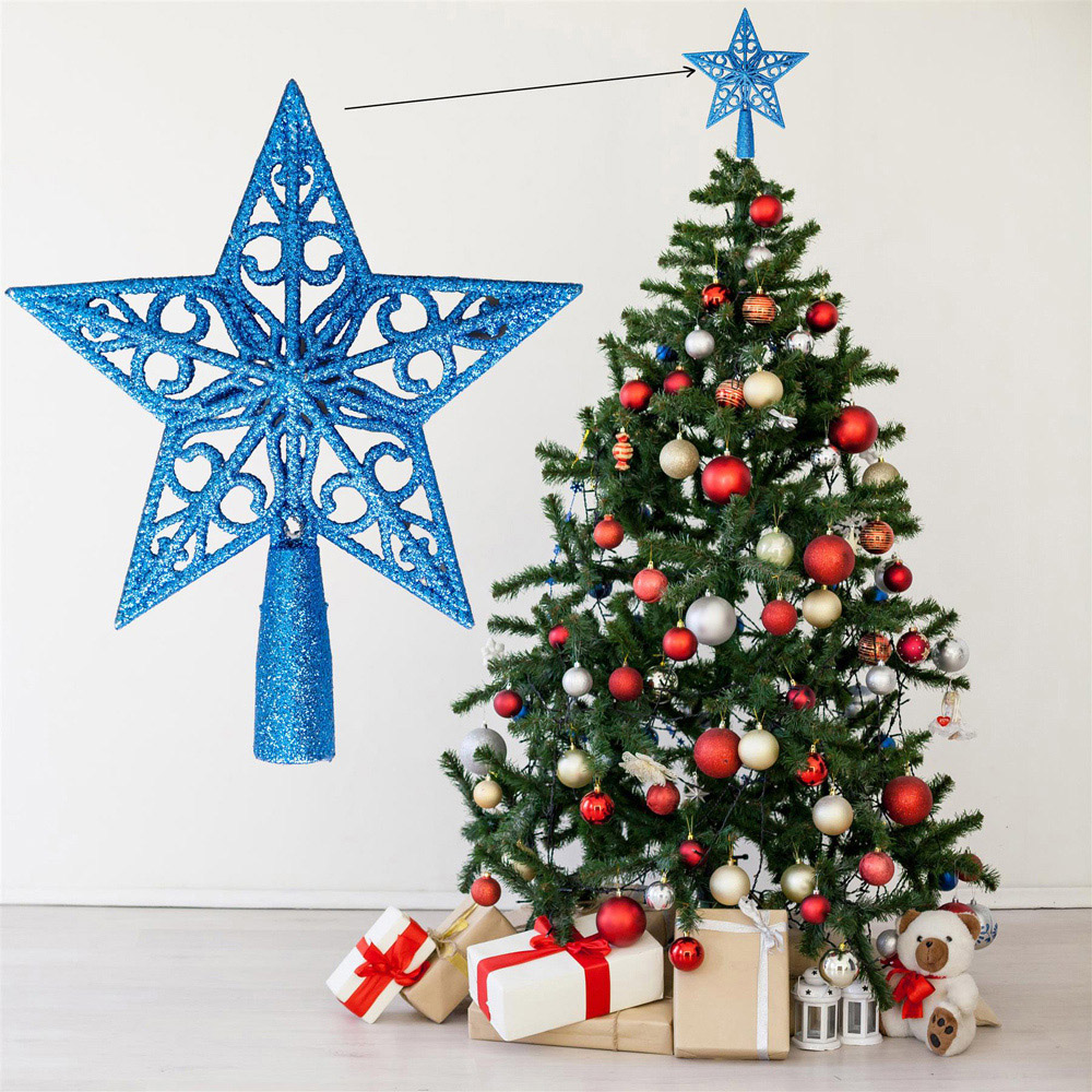 Shatchi Blue Glitter Star Tree Topper Image 2