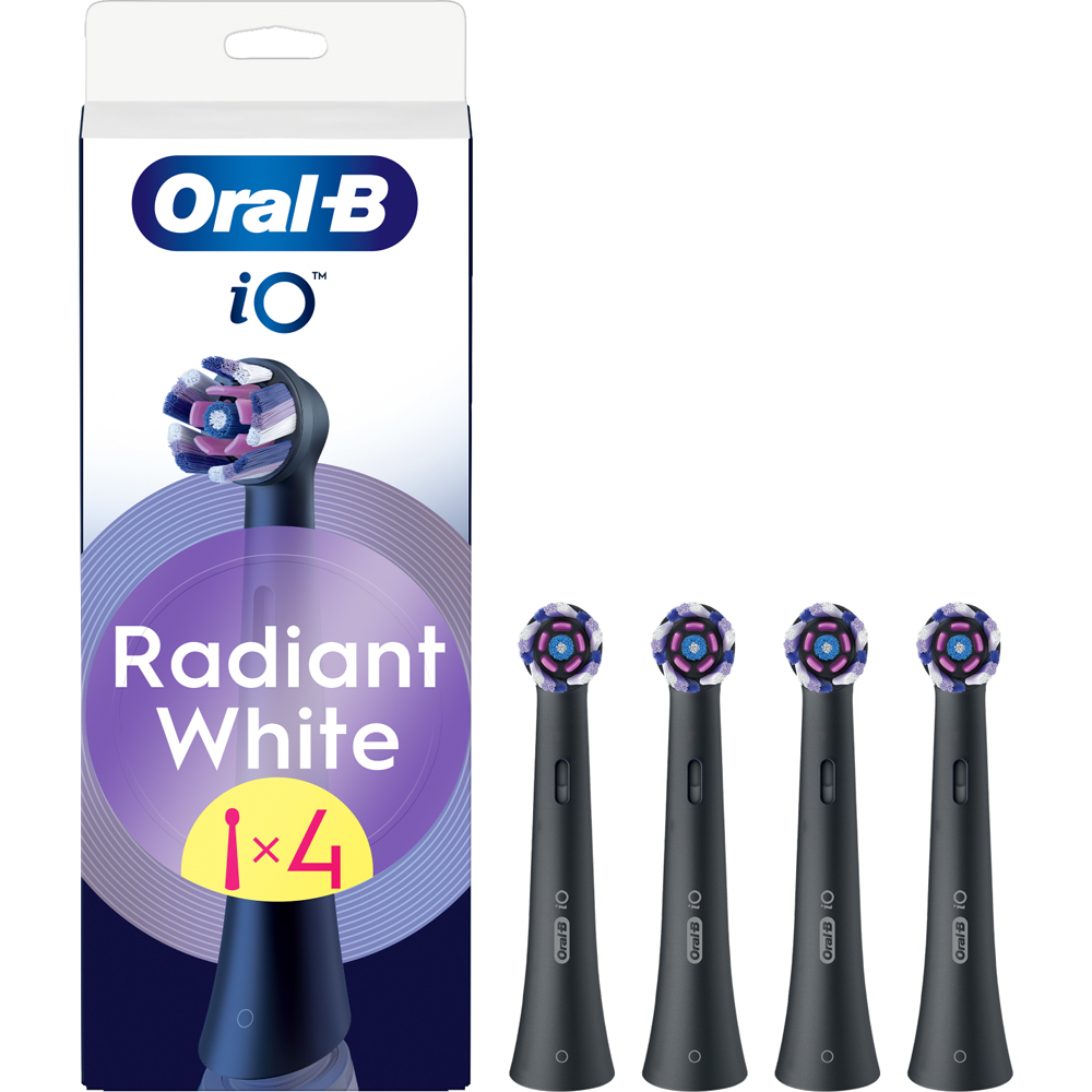 Oral-B iO Radiant White and Black Toothbrush Refill Head 4 Pack Image 4