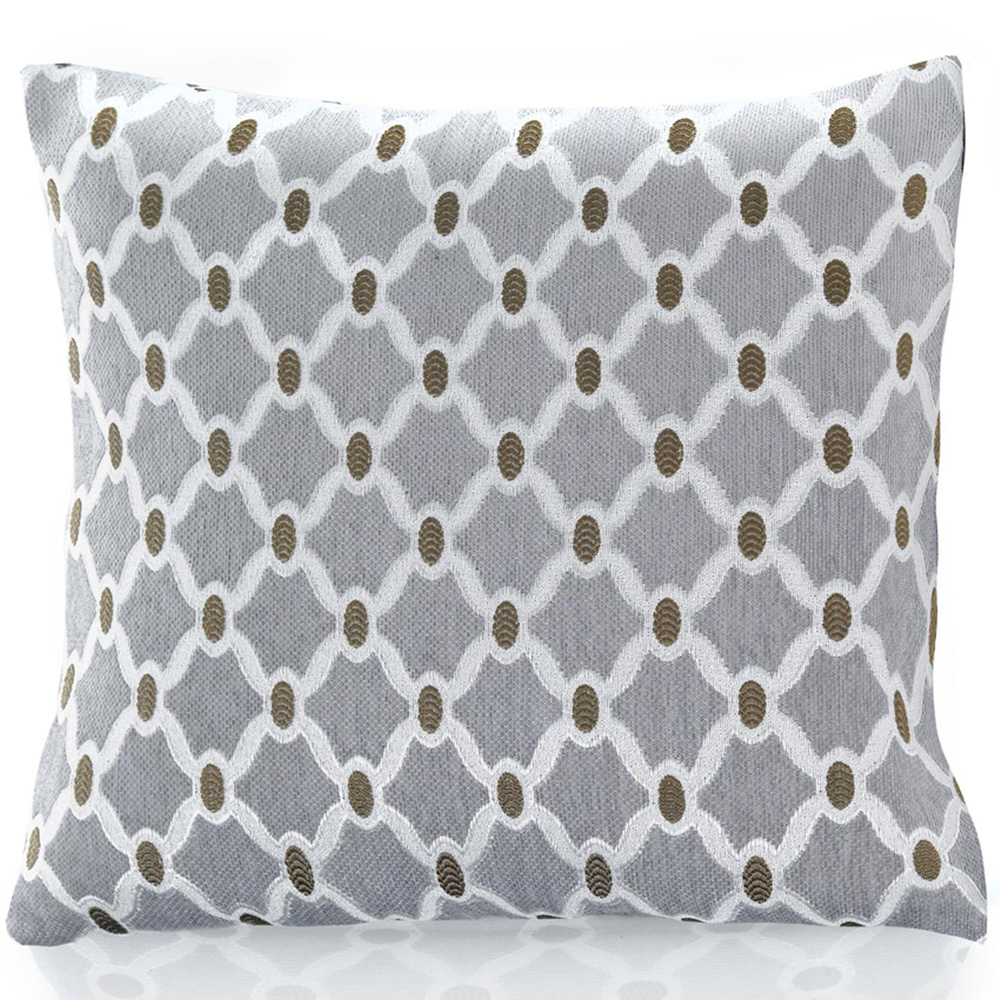 Alan Symonds Berkeley Silver Chenille Geometric Cushion with Polyester Filled Pad 45 x 45cm 4 Pack Image 2