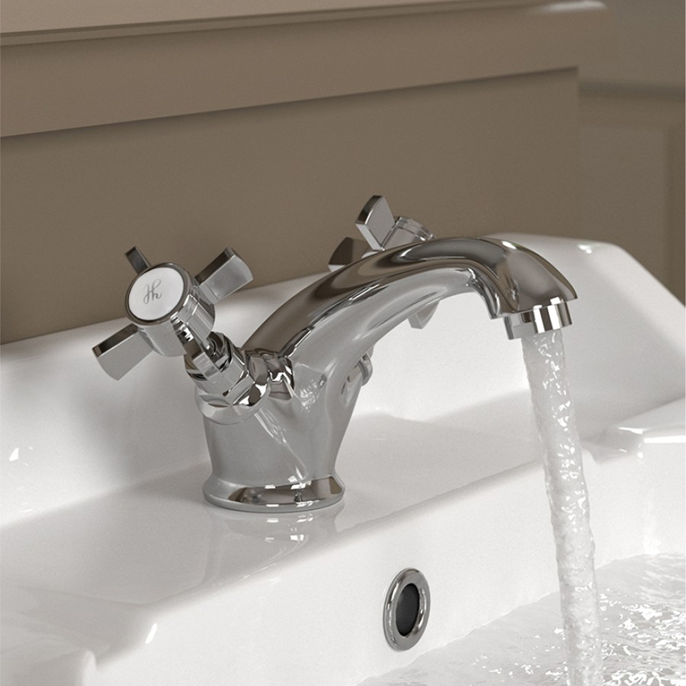 Nes Home Regent Chrome Traditional Cross Head Basin Mono Mixer Tap Image 2