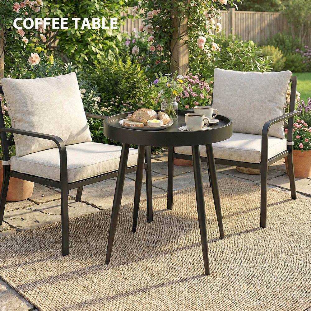Outsunny Black Plastic Round Outdoor Coffee Table Image 3