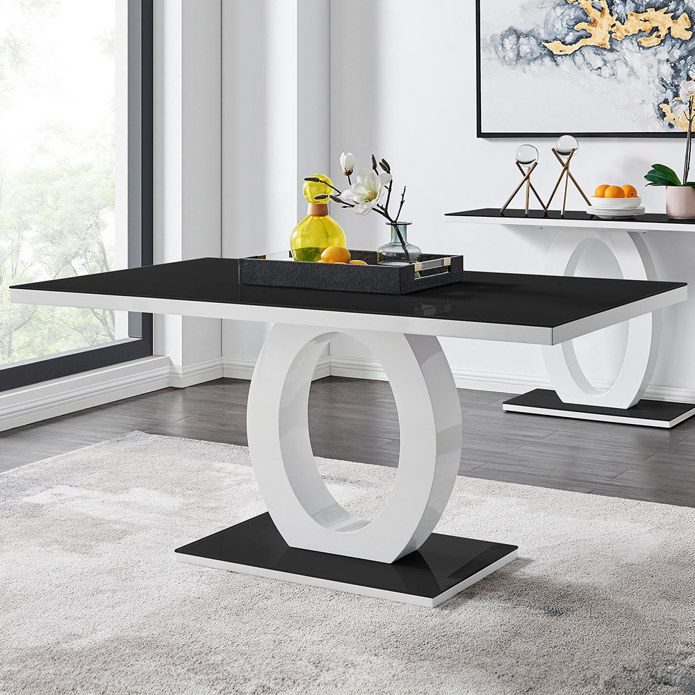 Furniturebox Lucia Cesano 6 Seater Dining Set Black Gloss and Grey Image 2