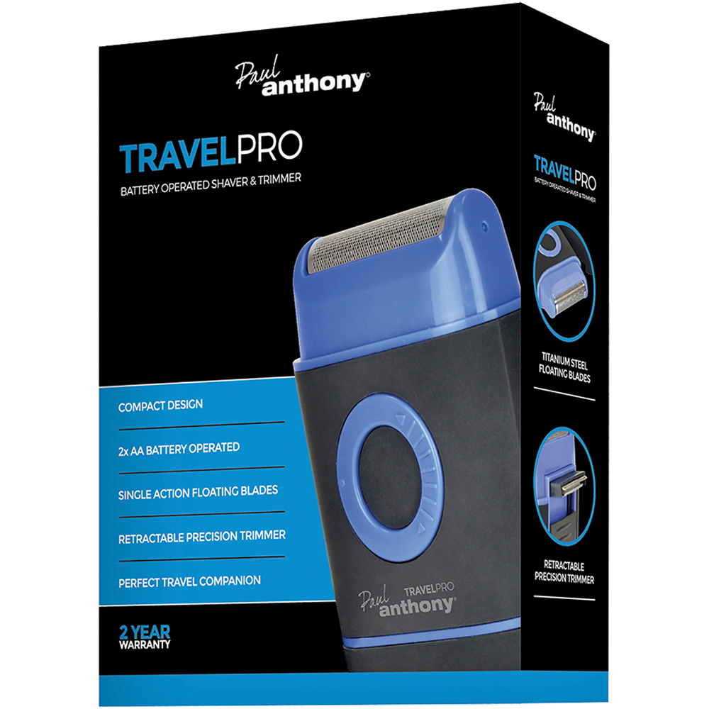 Paul Anthony Travel Pro Compact Titanium Steel Foil Battery Shaver Image 3