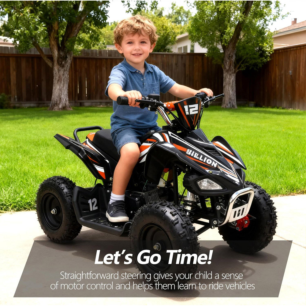 Alivio Kids Orange 49cc 2-Stroke Engine Mini Petrol Quad Bike with Disc Brake 1.8L Image 5