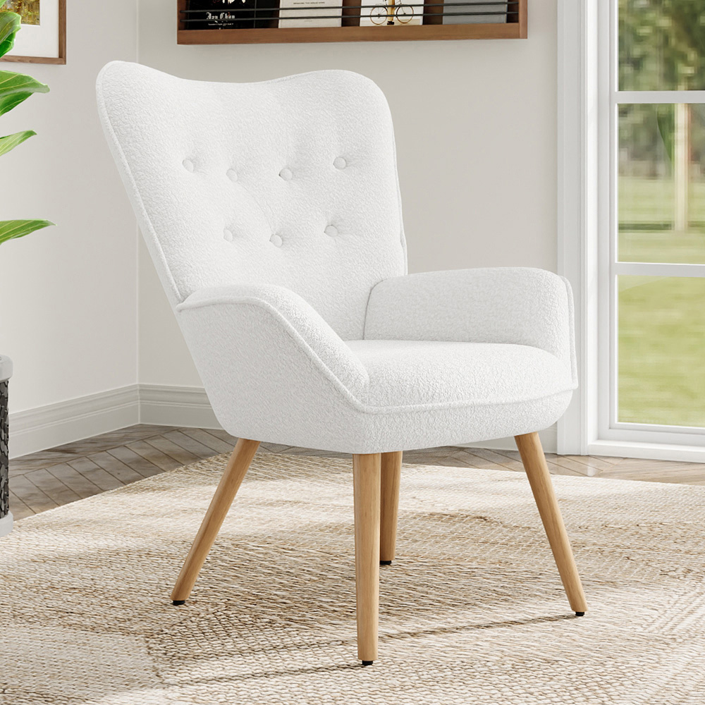 Living and Home White Modern and Elegant Lounge Chair Image 3