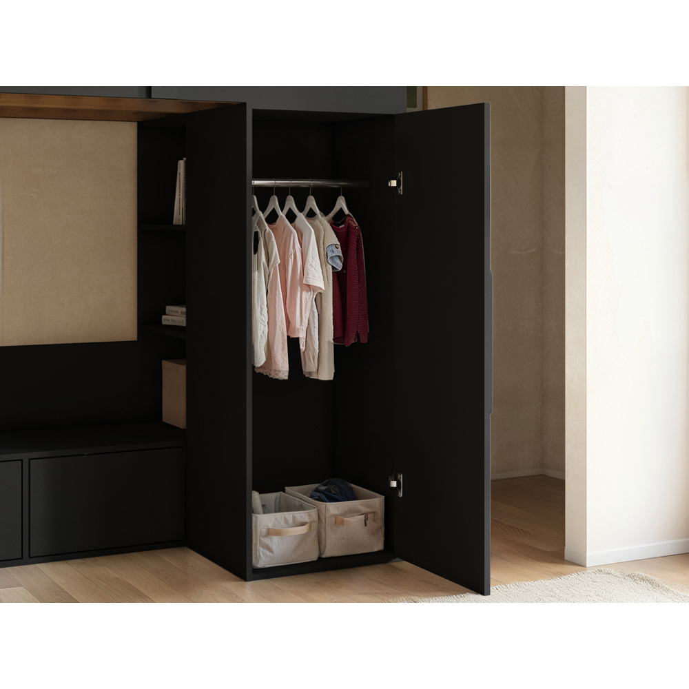 Flair Aspen Black Ribbed High Sleeper with Storage and Wardrobe Image 5