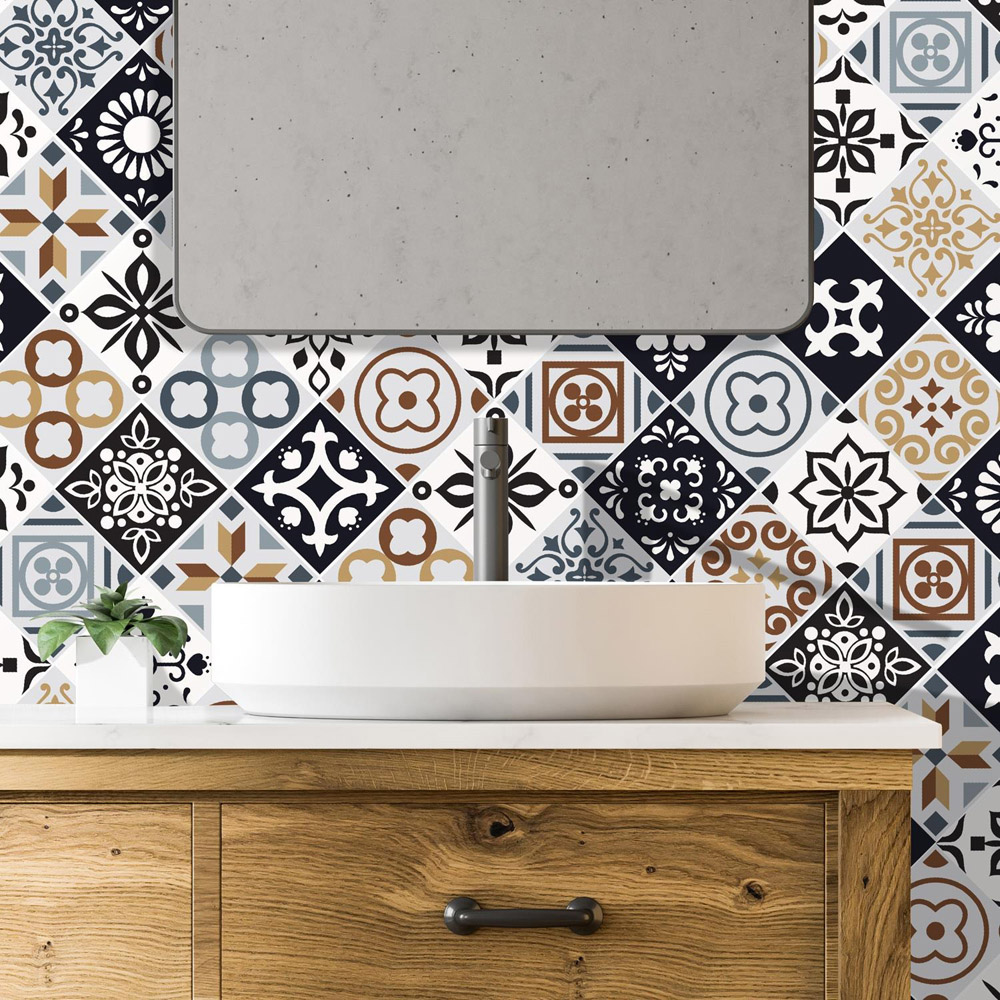 Wallplus Vitorchiano Mediterranean Wall Tile Sticker 15 x 15cm 48 Pack Image 2