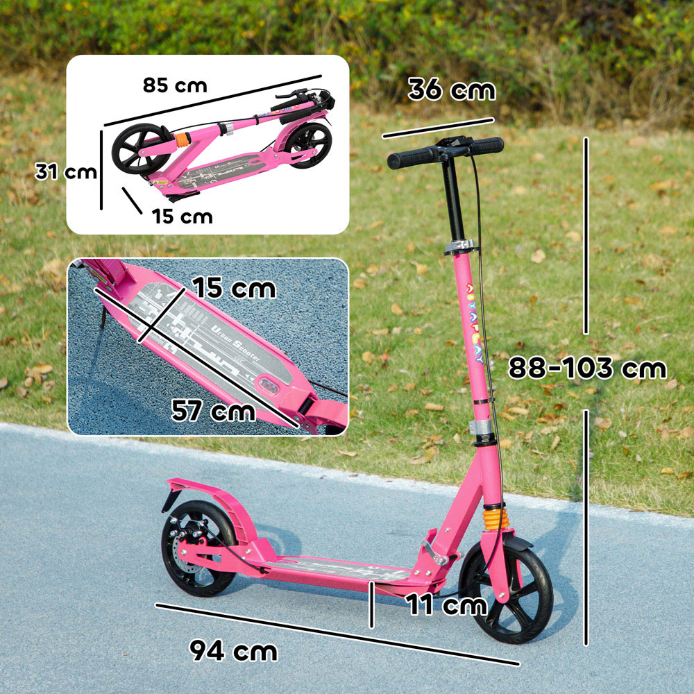 Tommy Toys AIYAPLAY Pink Adjustable Handlebar Foldable Kids Kick Scooter Image 9