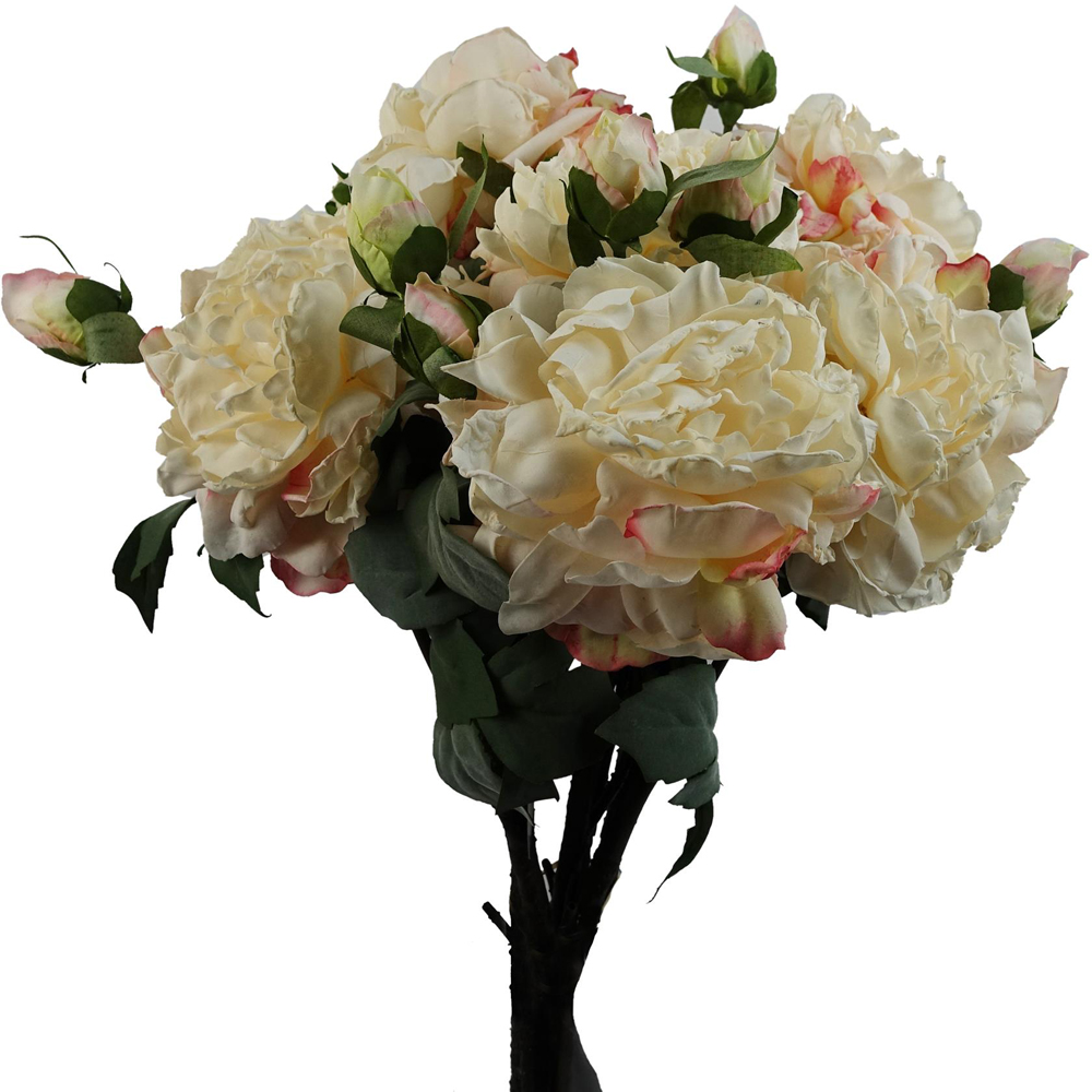 Leaf Cream Peony Single Stem Artificial Flower 2ft 6 Pack Image 4
