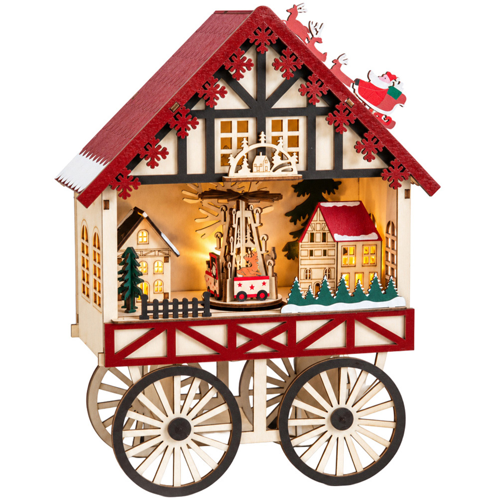 Samuel Alexander LED Wooden Christmas Carriage Musical Scene 27cm Image 1