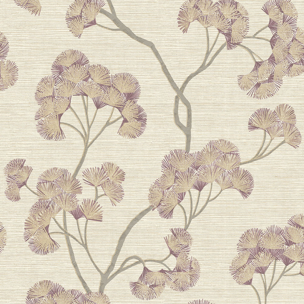 Rasch Ginkgo Mauve Wallpaper Image 1