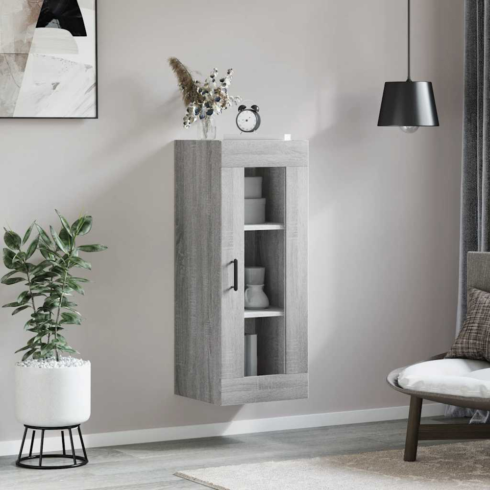 vidaXL Single Door 3 Shelf Grey Sonoma Wall Mounted Cabinet Image 9