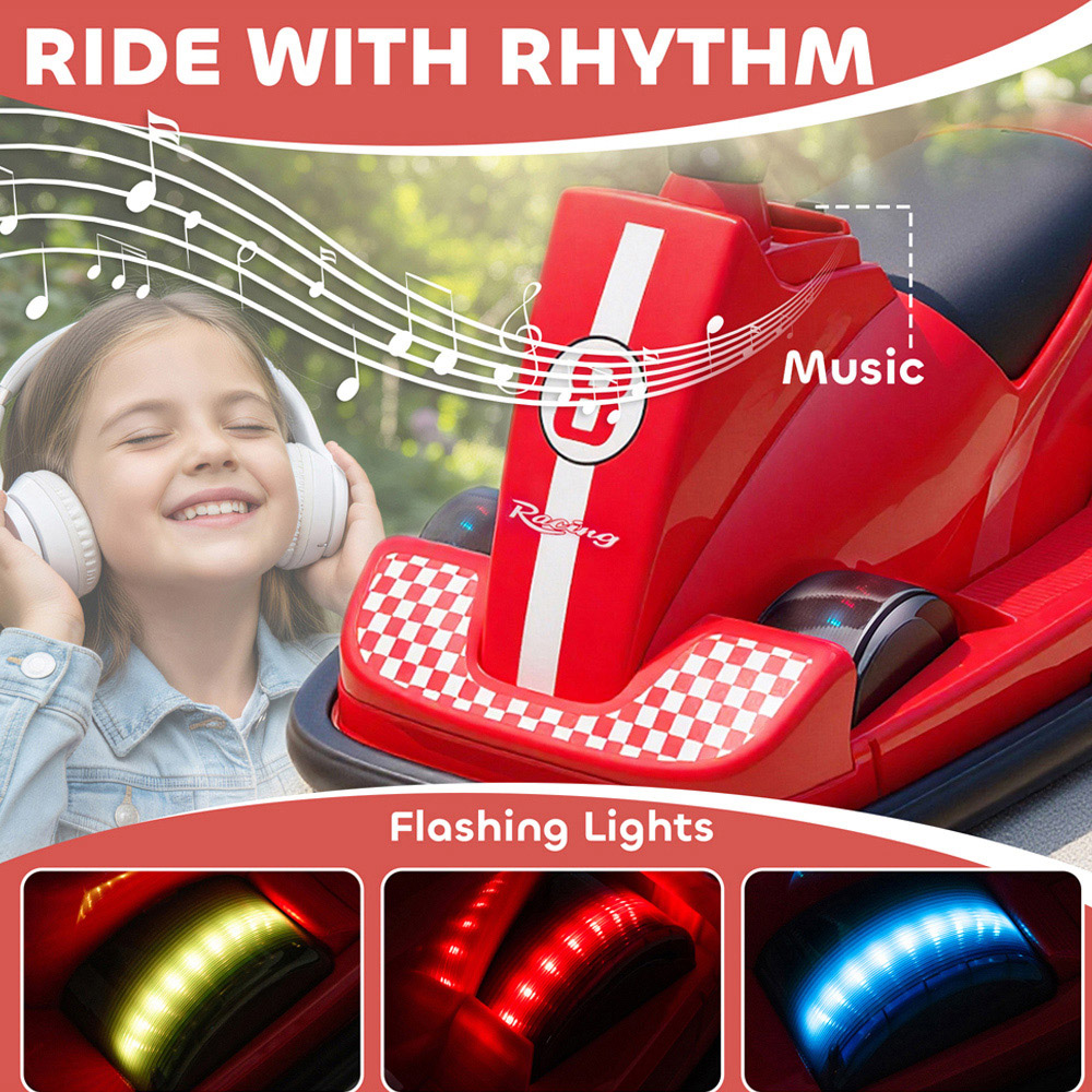 Tommy Toys Kids Red 360 Degree Rotating Electric Bumper Car with LED Image 8