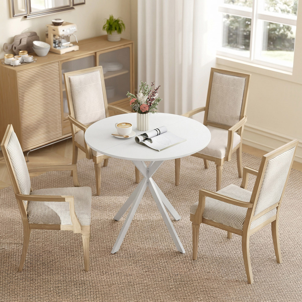 Portland 2 Seater Industrial Round Dining Table White Image 3