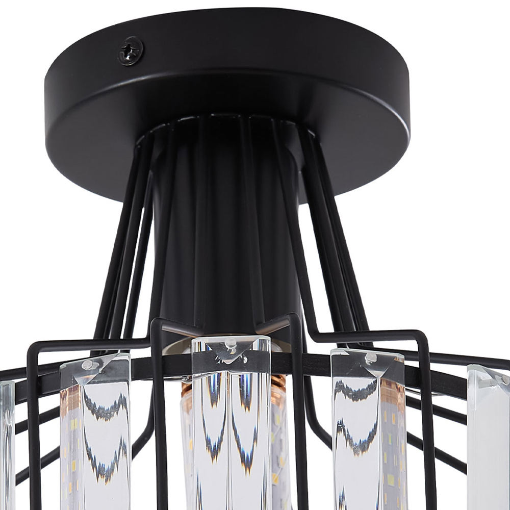 Living and Home E27 Screw Black Crystal Ceiling Light Image 7