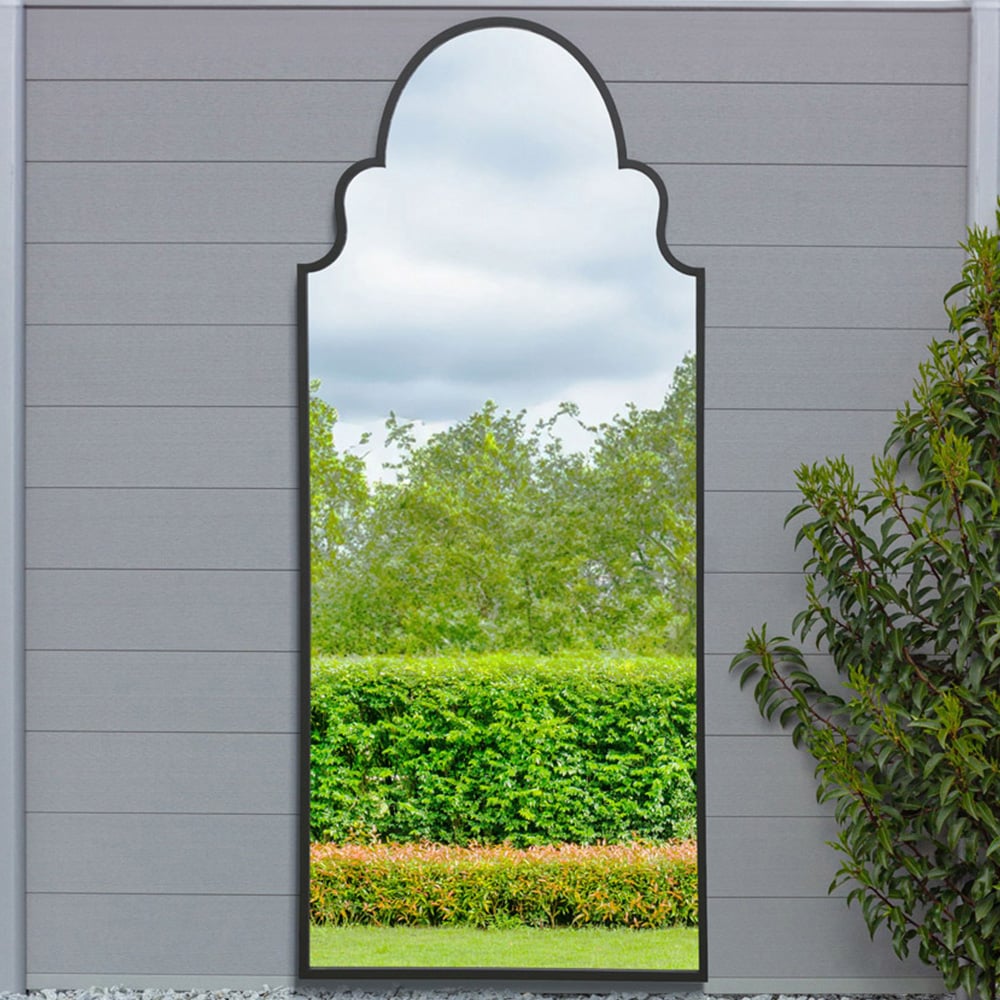 MirrorOutlet The Arcus Black Framed Arched Leaner and Wall Garden Mirror 200 x 85cm Image 2