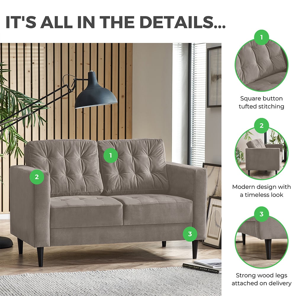 Furniturebox Josie 2 Seater Burnt Orange Velvet Sofa Image 6