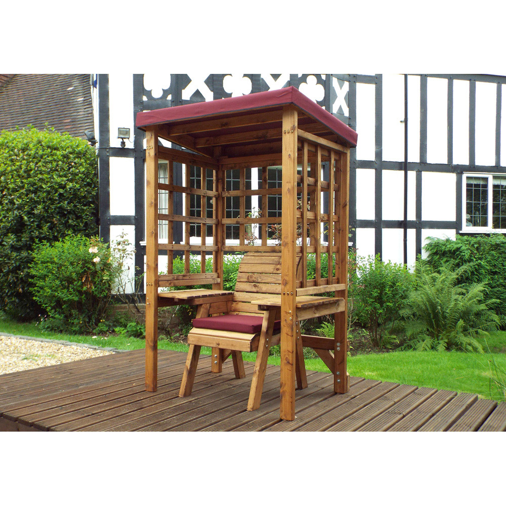 Charles Taylor Wentworth Single Seater Arbour with Burgundy Roof Cover Image 3