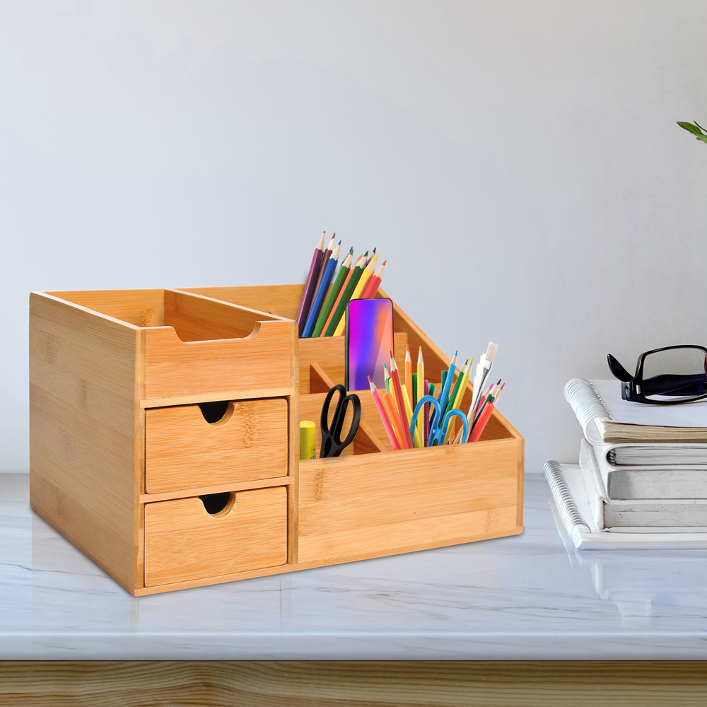 Portland 2 Drawer Natural Multi Function Storage Caddy Image 7