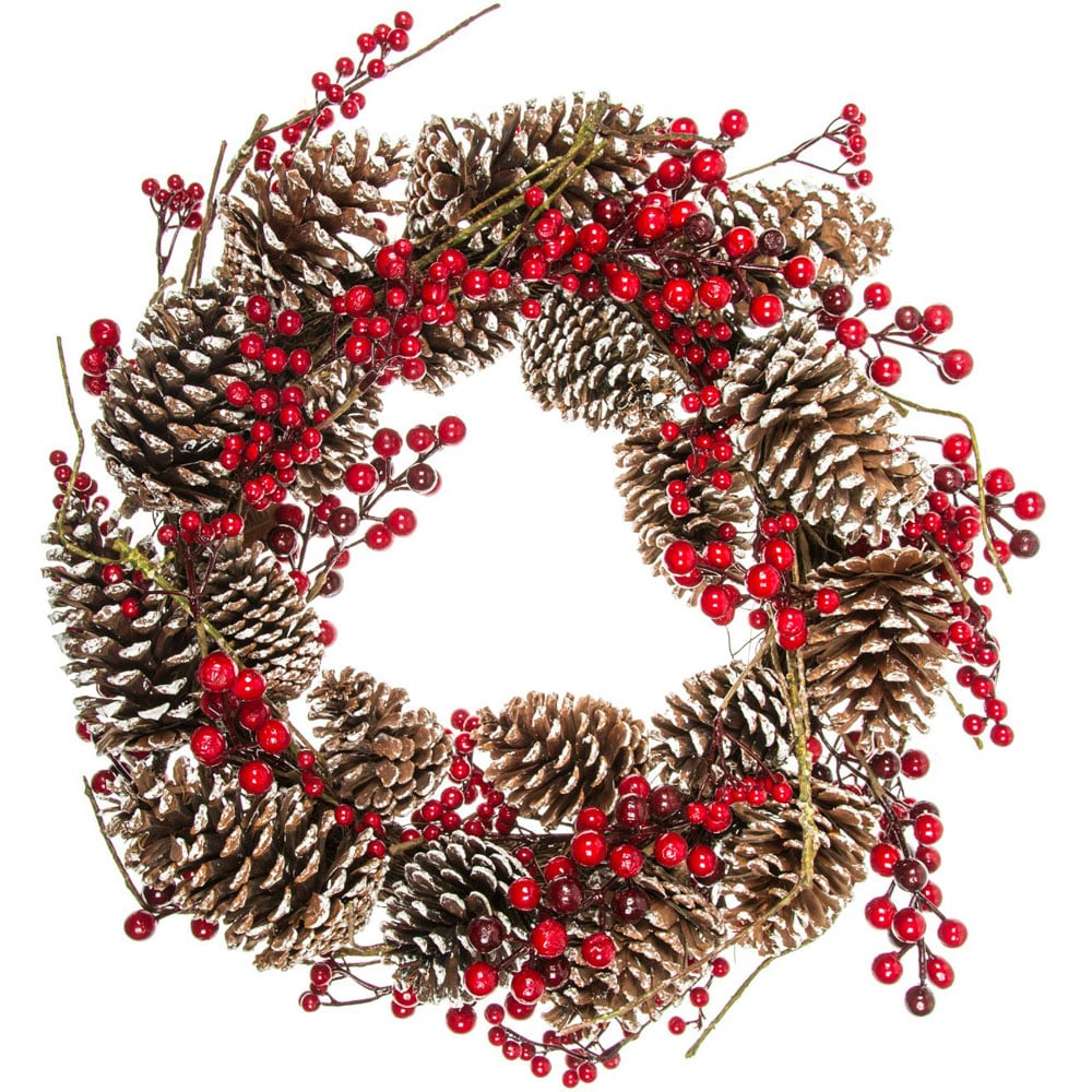 Red Berry and Pinecone Wreath Image