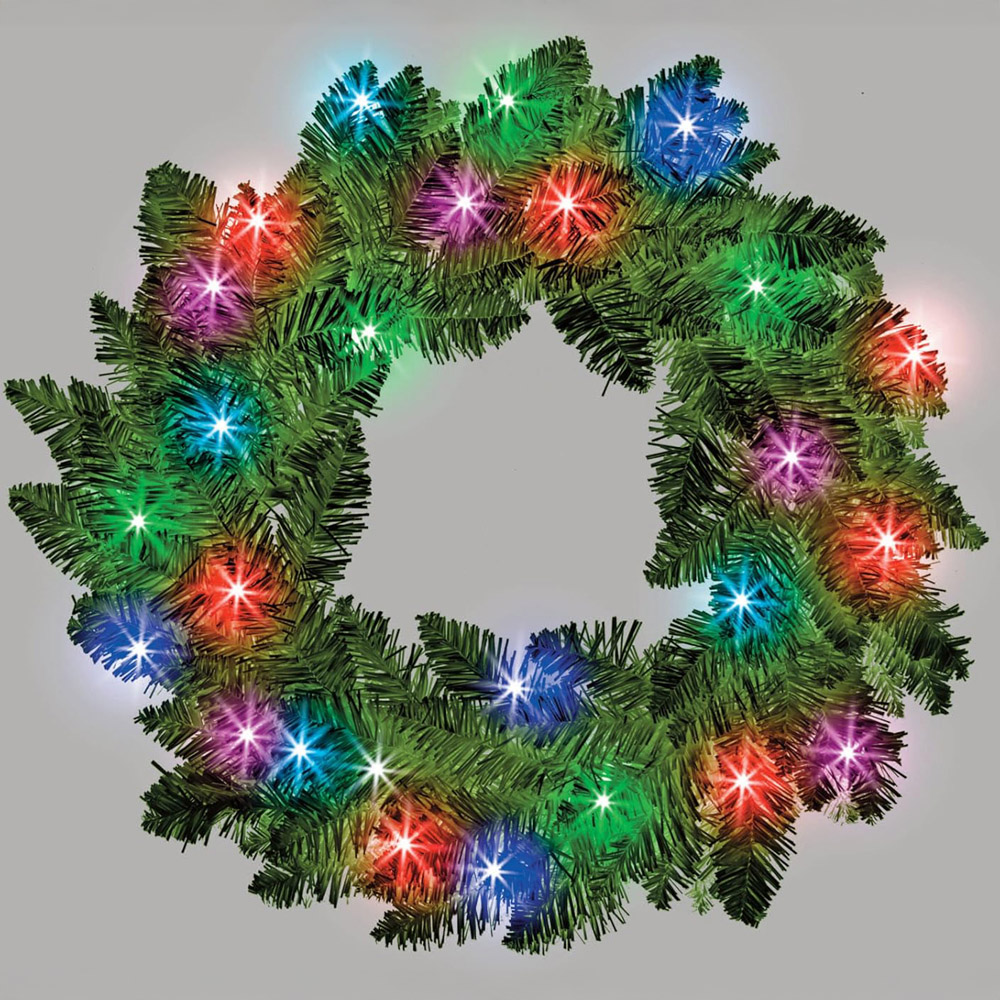 Shatchi Pre Lit Imperial Pine Christmas Wreath Green 55cm Image 2