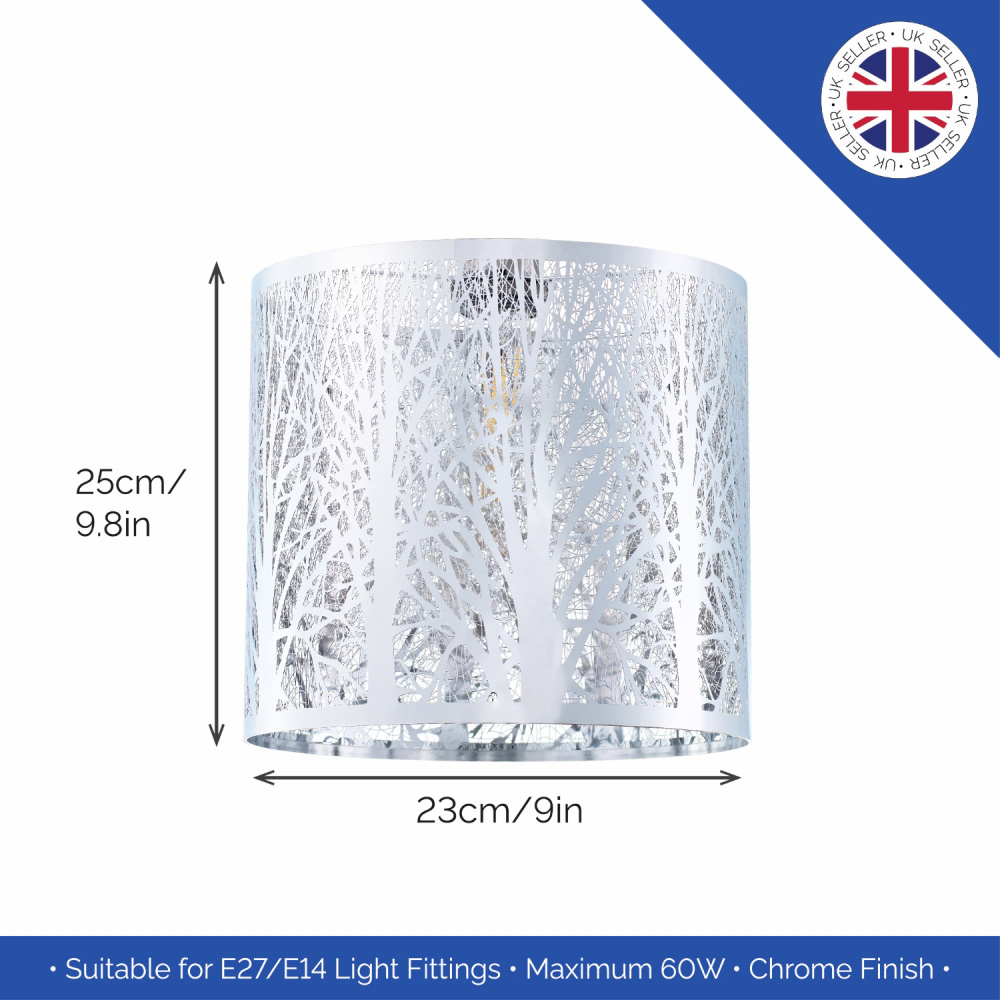 Happy Homewares Polished Chrome Metal Forest Pendant Shade Image 7