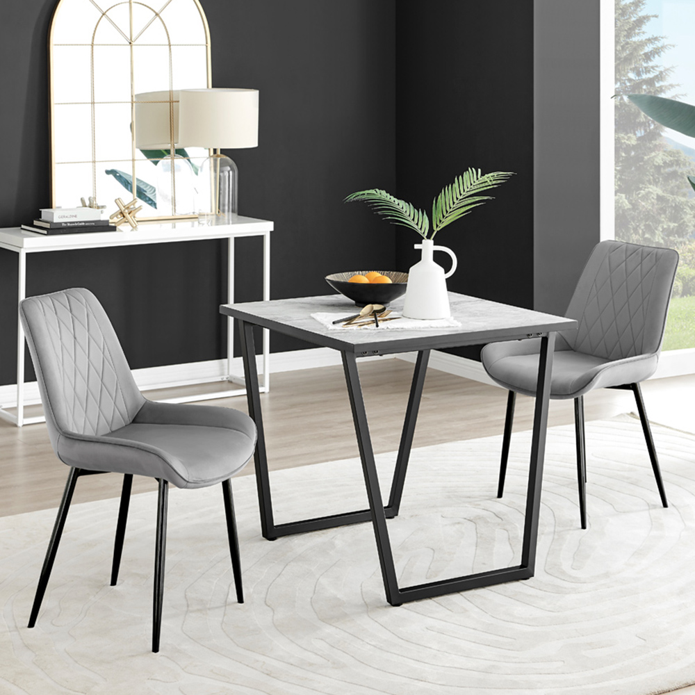 Furniturebox Copeland Cesano Marble Effect 2 Seater Dining Set White Grey and Black Image 1