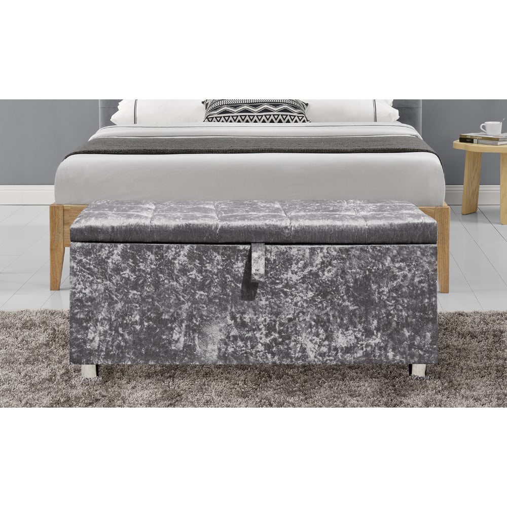 Brooklyn Silver Crushed Velvet 4 Piece Bedroom Furniture Set Image 4