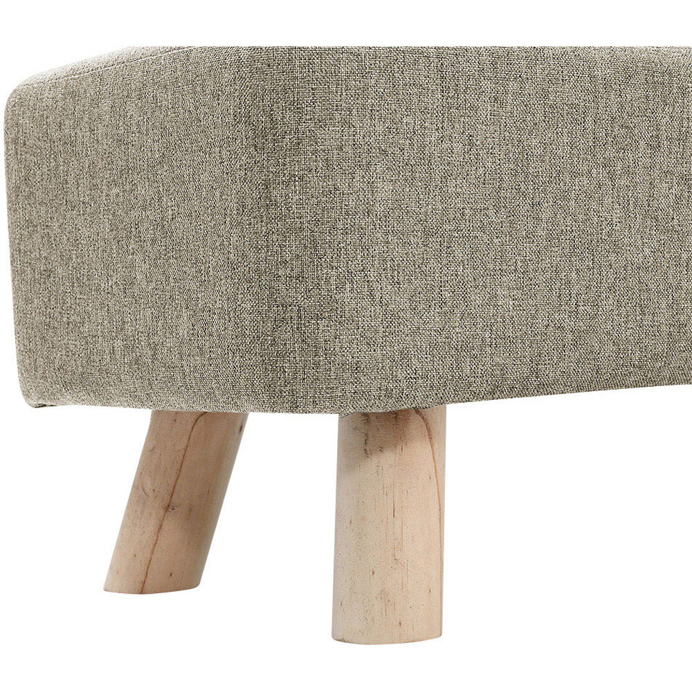 Living and Home Beige Rectangular Tofu-shaped Footrest with Wooden Legs Image 4