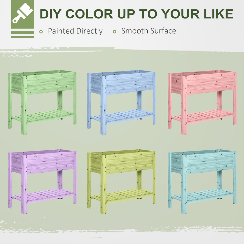 Outsunny Wooden Raised Planter Bed with Shelf 84 x 40 x 100cm Image 7