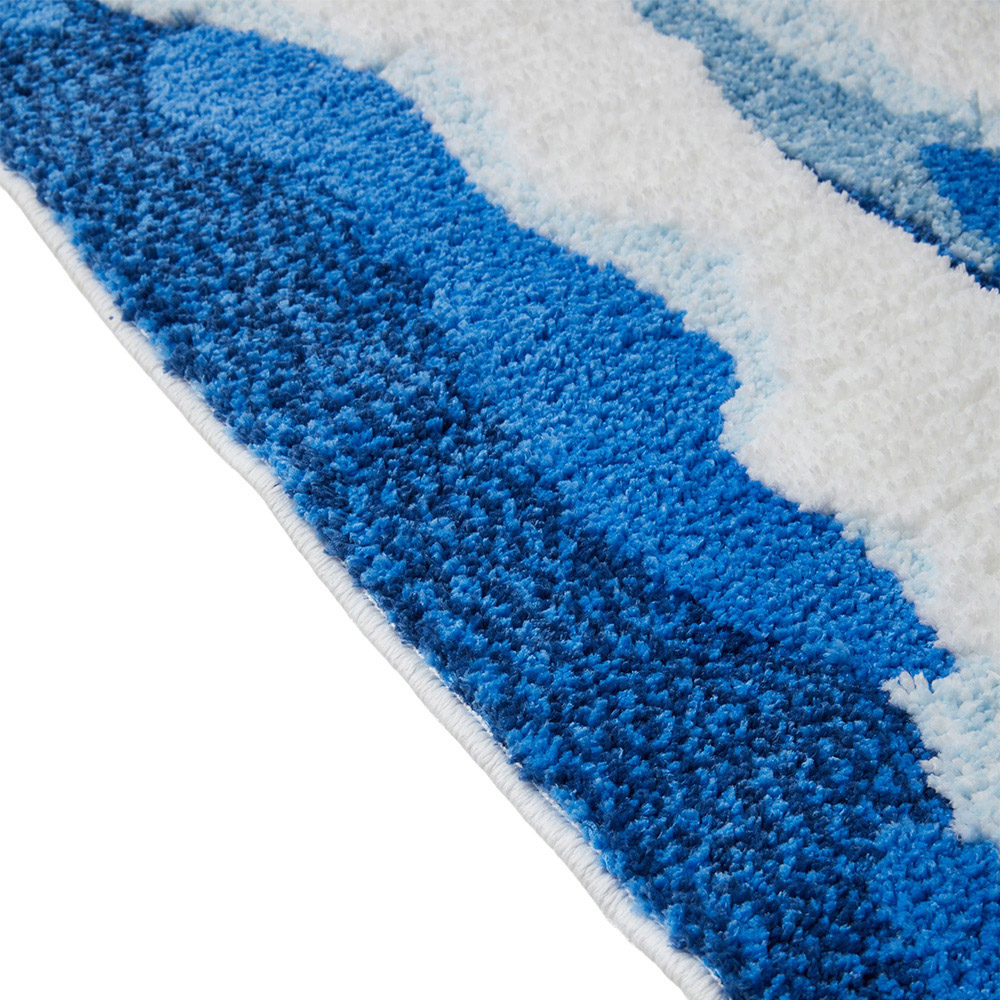 Living and Home Blue and White Irregular Wave-Shaped Non-Slip Rug 120 x 50cm Image 6
