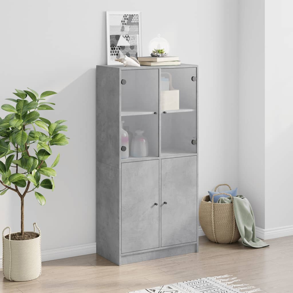 vidaXL 4 Door Concrete Grey Highboard Image 3