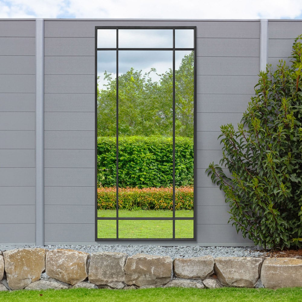 MirrorOutlet The Genestra Black Contemporary Wall and Leaner Garden Mirror 180 x 85cm Image 5