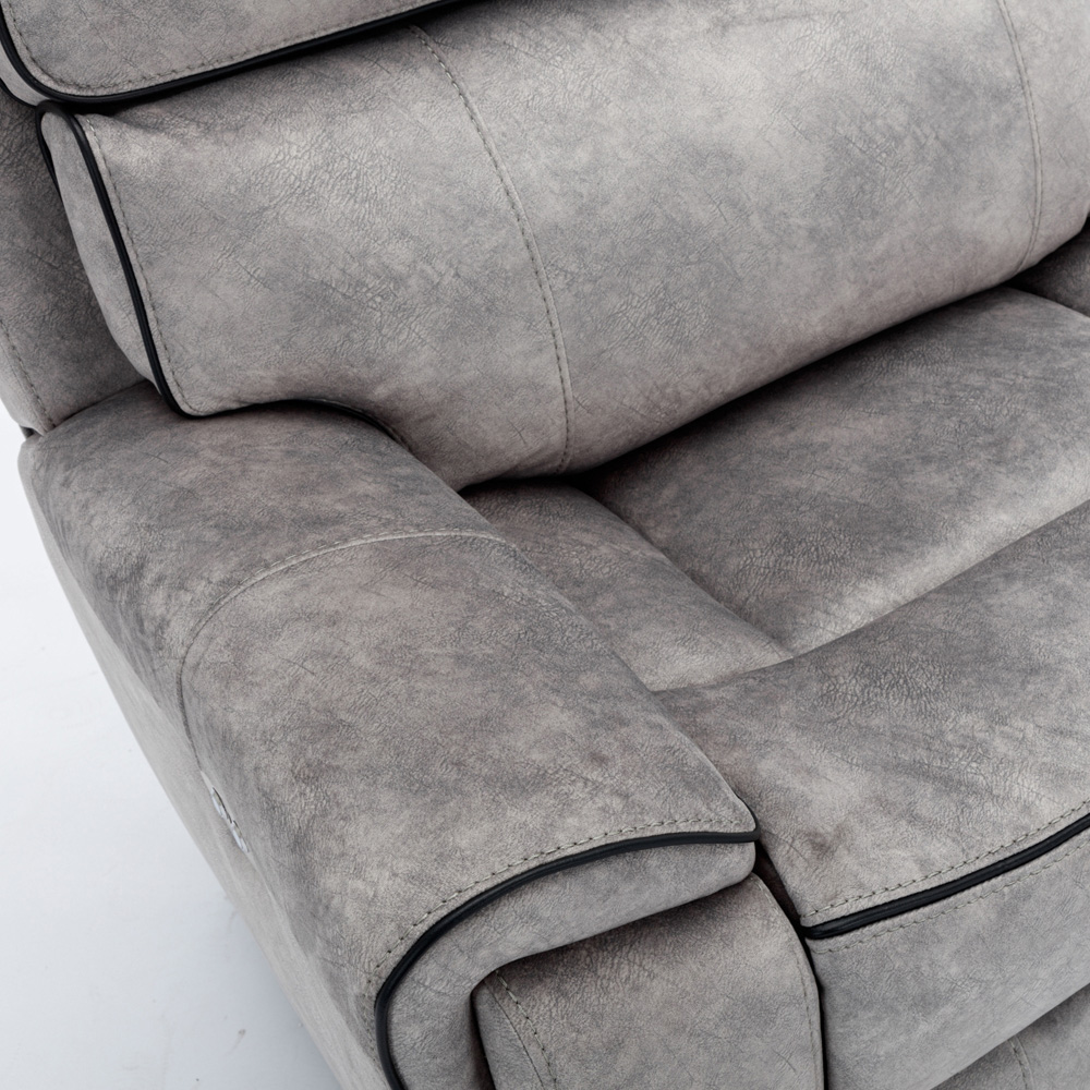 Furniture One 4 Seater Light Grey Power Corner Recliner Sofa Set with Cup Holders Image 5