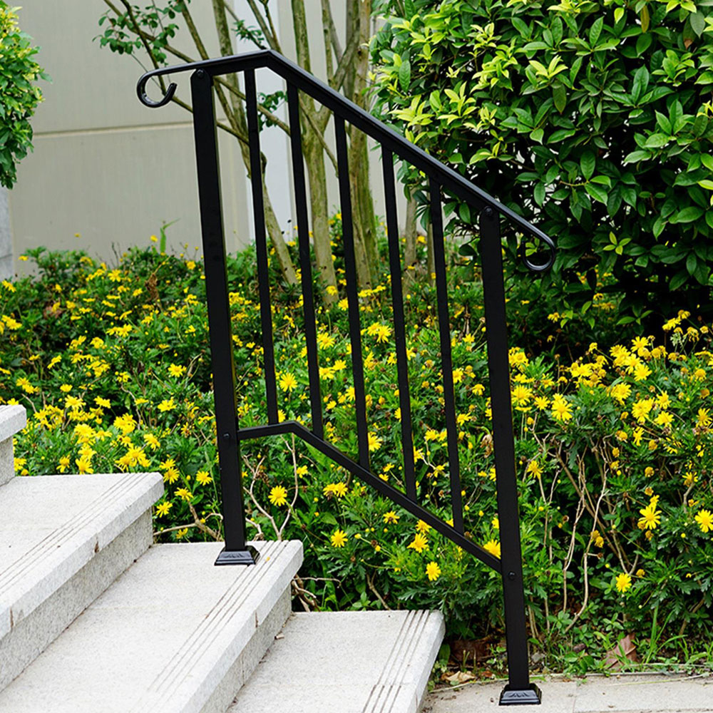 Gr8 Garden 2 Steps Black Steel Outdoor Stair Handrail Image 3