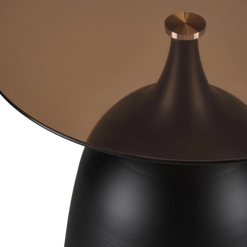 Living and Home Black Round Glass Bell Shaped Base Side Table Image 6