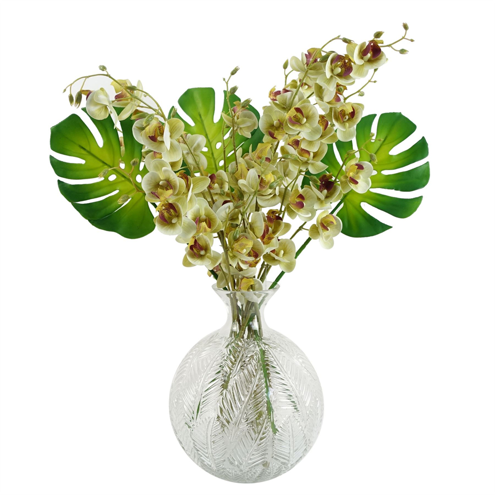Botanik Clear Fern Print Bottle Glass Vase 26cm Image 4