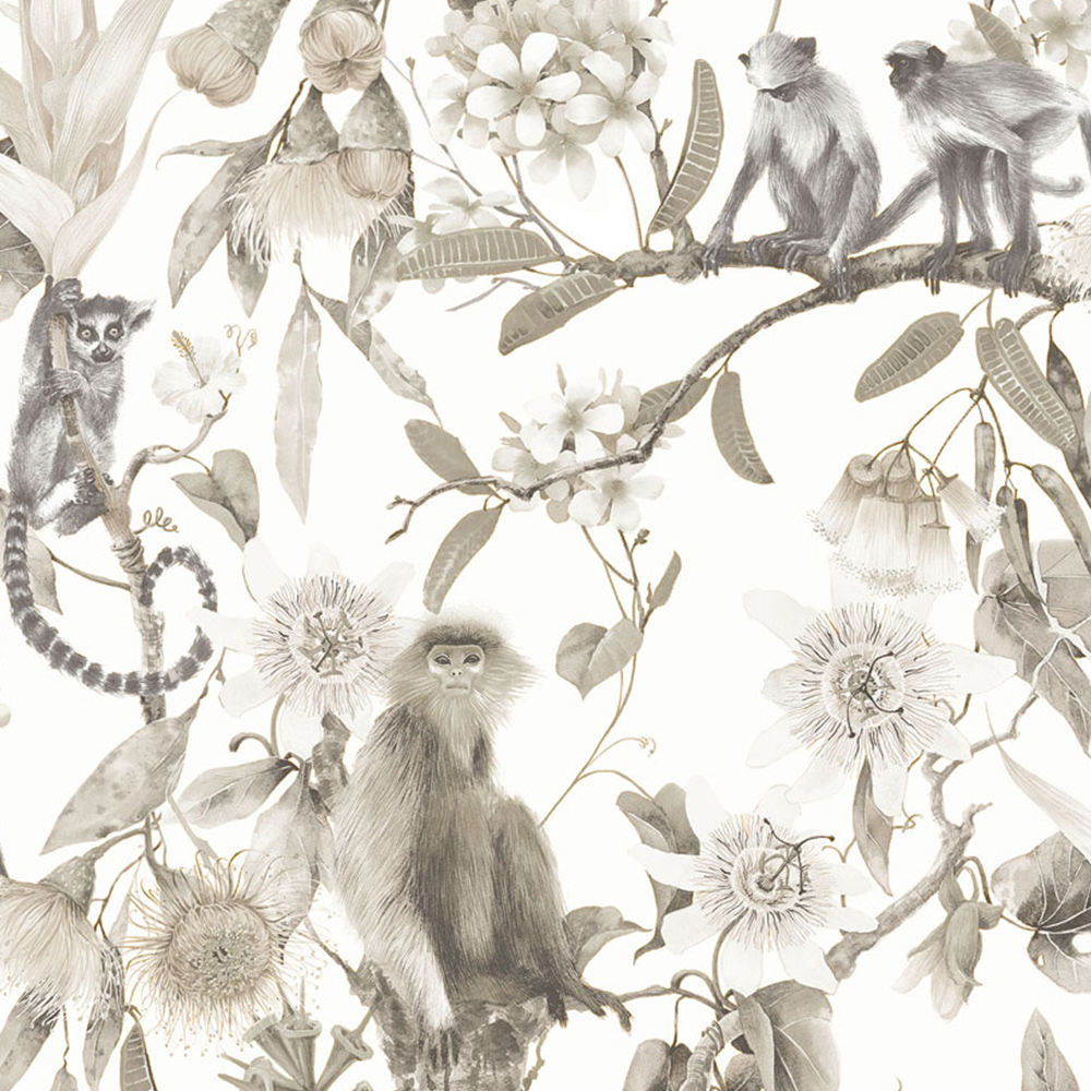 Galerie Organic Textured Treetop Scene Beige Grey Wallpaper Image 1