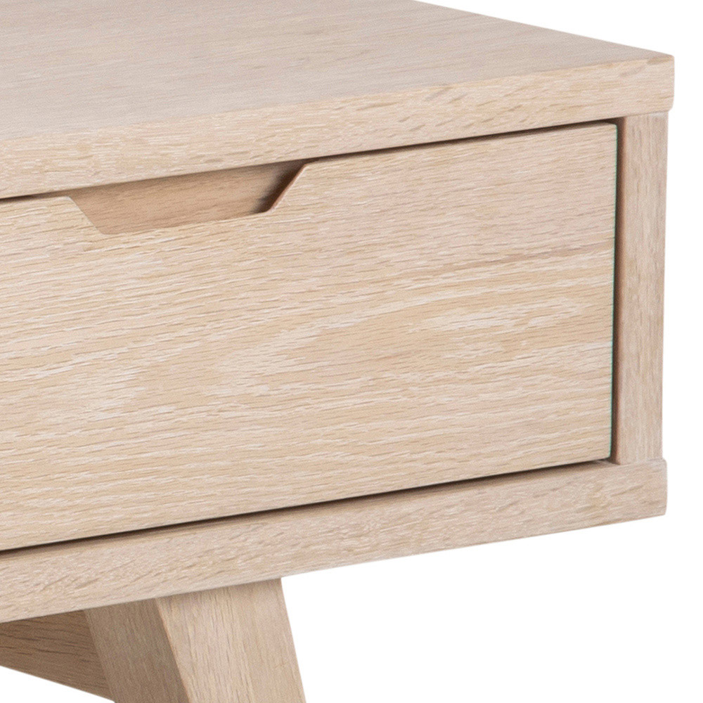 Florence A Line 2 Drawer Single Shelf White Oak TV Unit Image 7