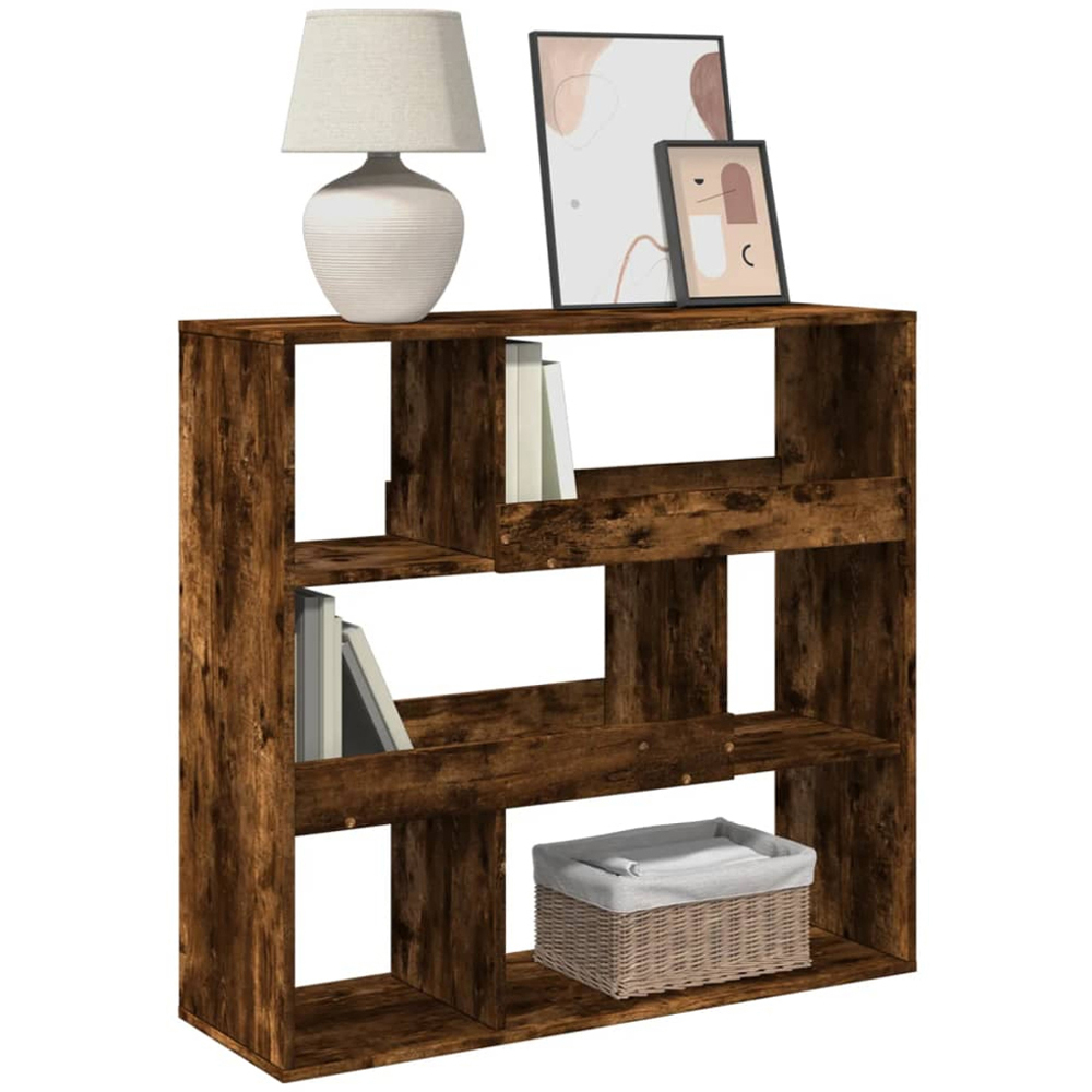 vidaXL 6 Shelf Smoked Oak Bookcase Image 3