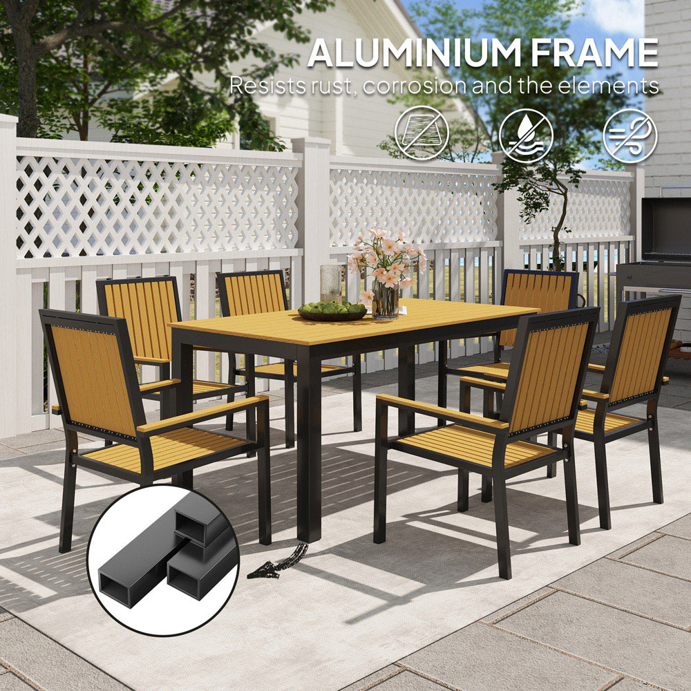 Outsunny 6 Seater Natural Garden Dining Set Image 4