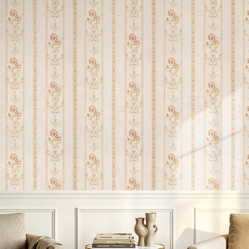 Living and Home Light Beige Flower Pattern Damask 3D Embossed Wallpaper Roll 950 x 53cm Image 7